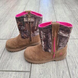 Academy Toddler Girls Camo Winter Boots Size 10D Pink Brown